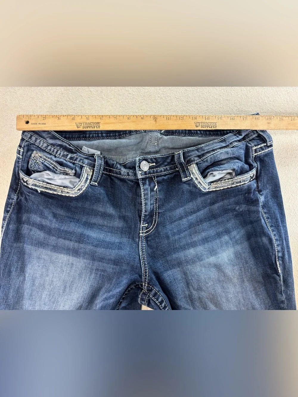 Vigoss Heritage Fit Bootcut Jeans Women’s Size 20 L33 Dark Wash Stretch Denim